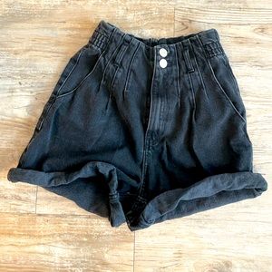 Zara Black High Waisted Denim Shorts